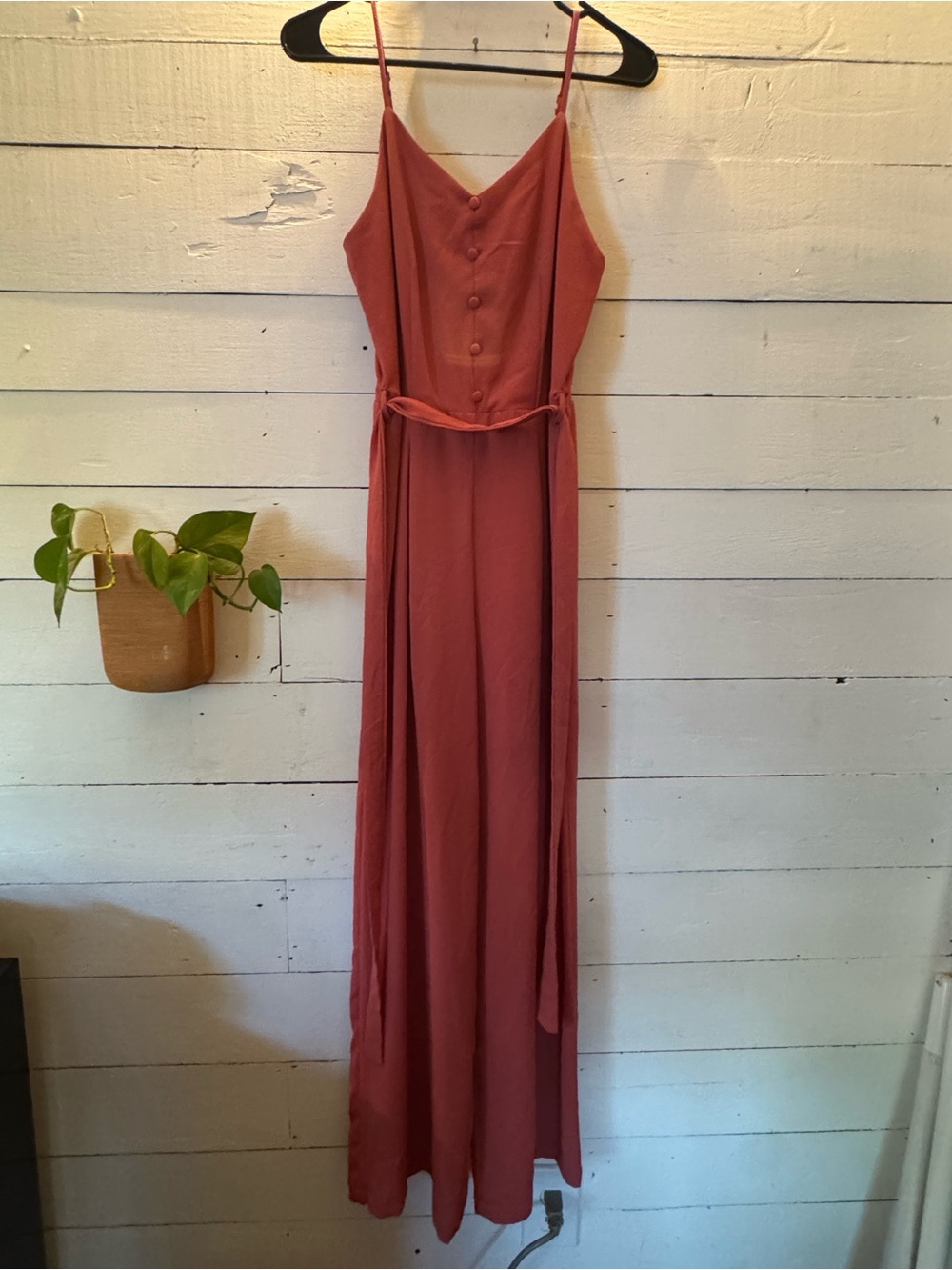 Women's Terra-cotta Button-Front Romper